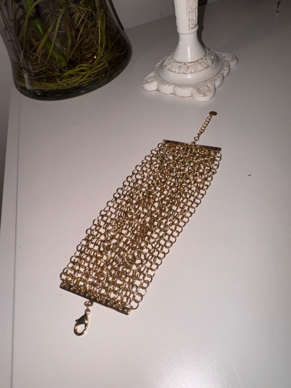 3/12$ Marlyn Schiff Wide Gold Chain Mesh Bracelet - Picture 4 of 10